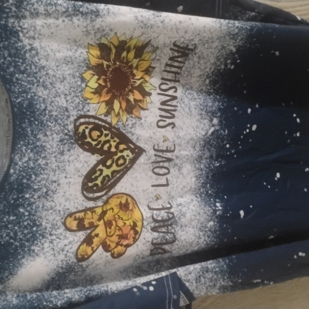SHEIN Peace Love Sunshine  Short Sleeve Tee - Blue and Yellow